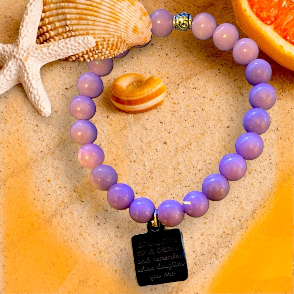 Lavender Jade Bracelet with Sterling Silver Charm